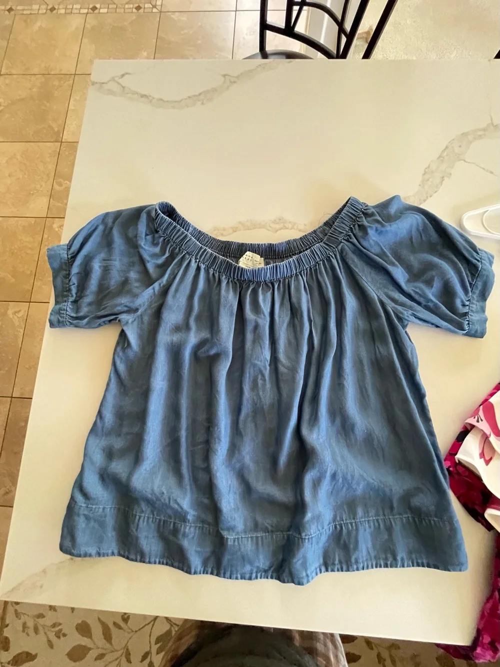 kate spade Blue Off-Shoulder Peasant Top